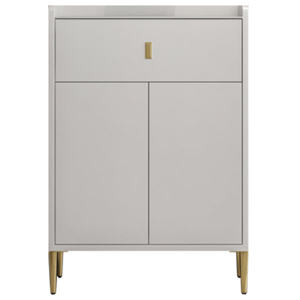 1-Drawer White Wood Sideboard Modern Server with Stone Countertop for Living Room