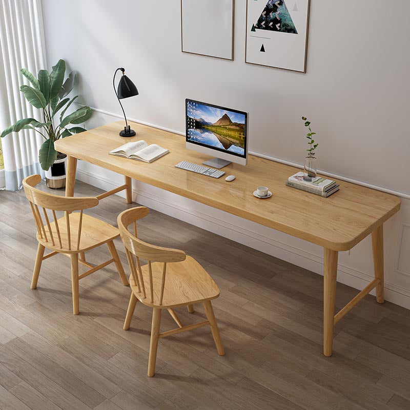 Modern Style Writing Desk Solid Wood H-Shape Office Desk for Home