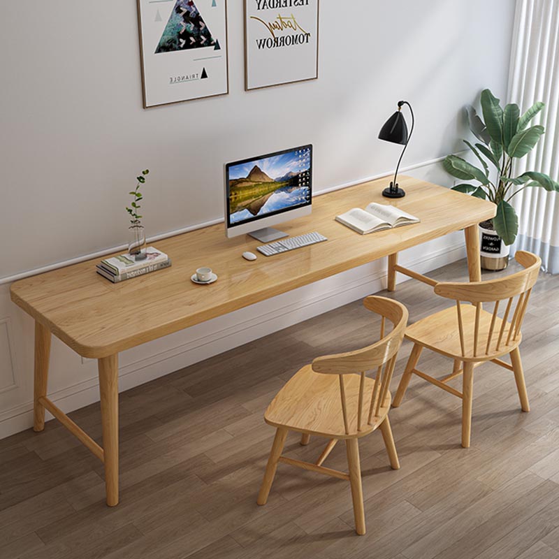 Modern Style Writing Desk Solid Wood H-Shape Office Desk for Home