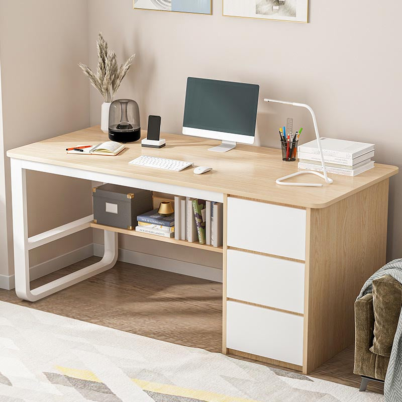 Contemporary Style Engineered Wood Desk Rectangle Desk with Drawers for Office