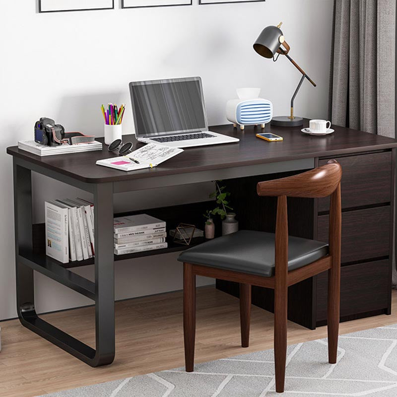 Contemporary Style Engineered Wood Desk Rectangle Desk with Drawers for Office