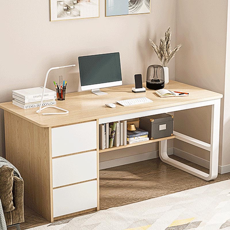 Contemporary Style Engineered Wood Desk Rectangle Desk with Drawers for Office