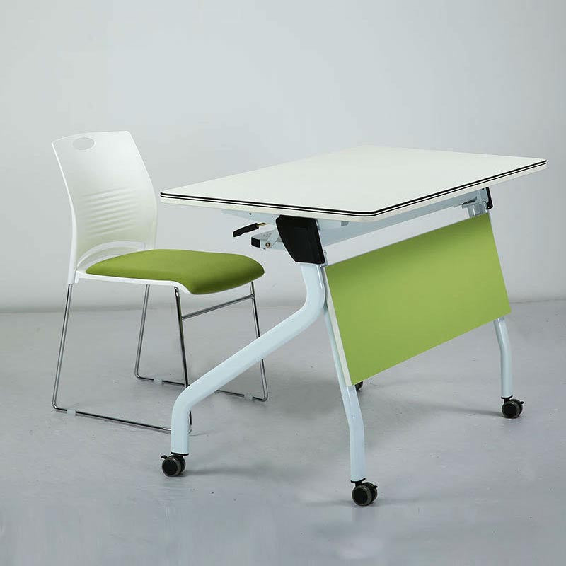 Modern Wood Office Desk with Caster Wheels Rectangular Writing Desk for Office