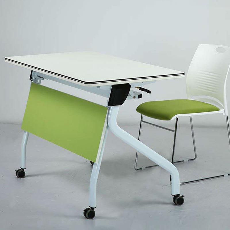 Modern Wood Office Desk with Caster Wheels Rectangular Writing Desk for Office