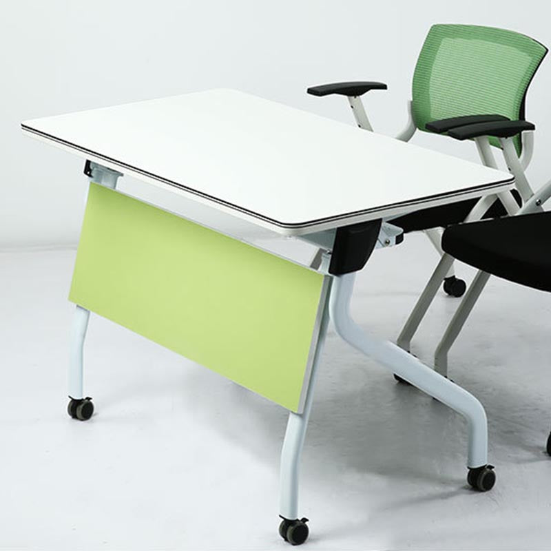 Modern Wood Office Desk with Caster Wheels Rectangular Writing Desk for Office