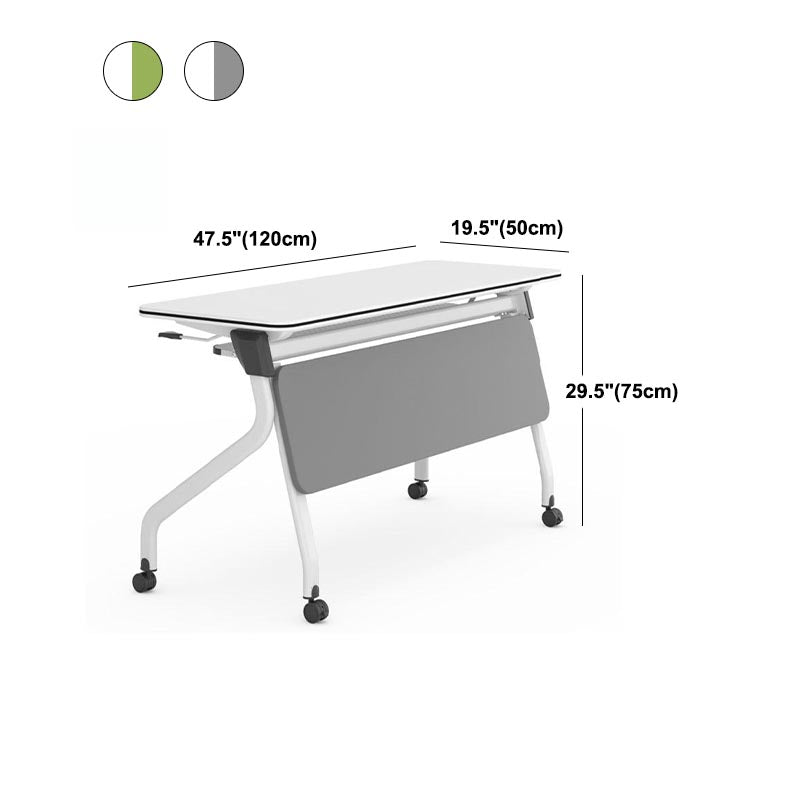 Modern Wood Office Desk with Caster Wheels Rectangular Writing Desk for Office