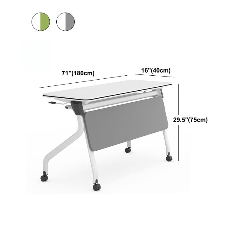 Modern Wood Office Desk with Caster Wheels Rectangular Writing Desk for Office