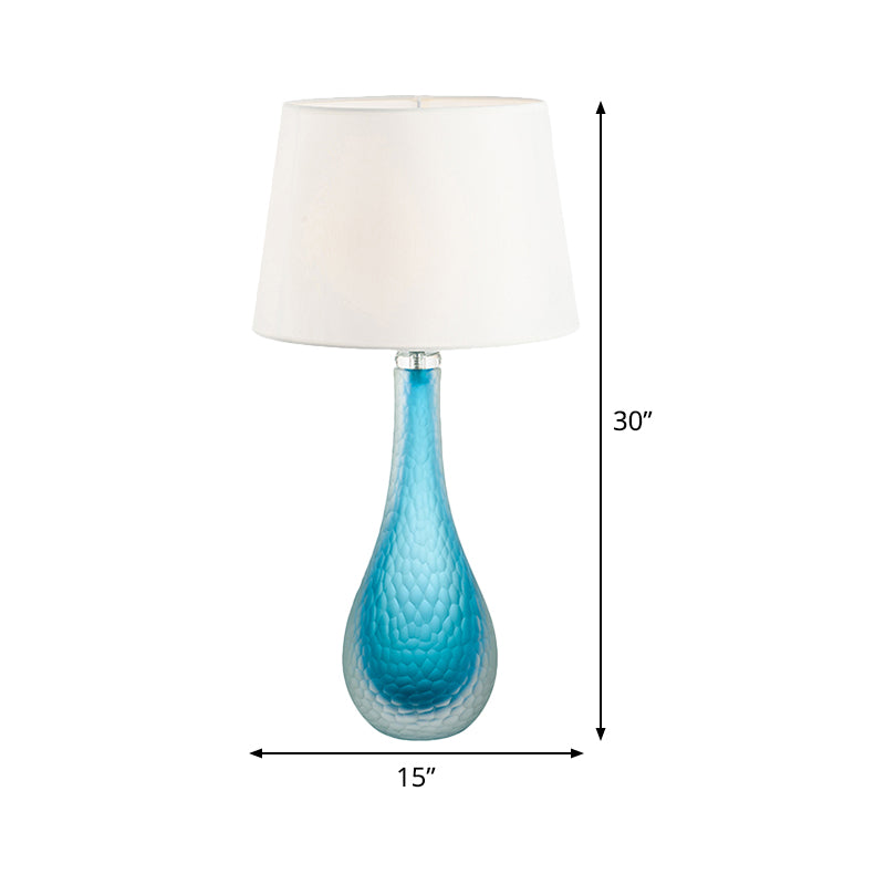 Modernism 1 Bulb Nightstand Lamp Blue Tapered Reading Book Light with Fabric Shade