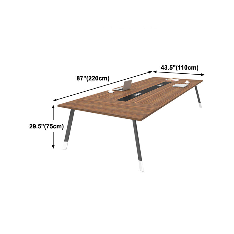 Modern Manufactured Wood Desk Rectangular Office Desk with Metal Legs