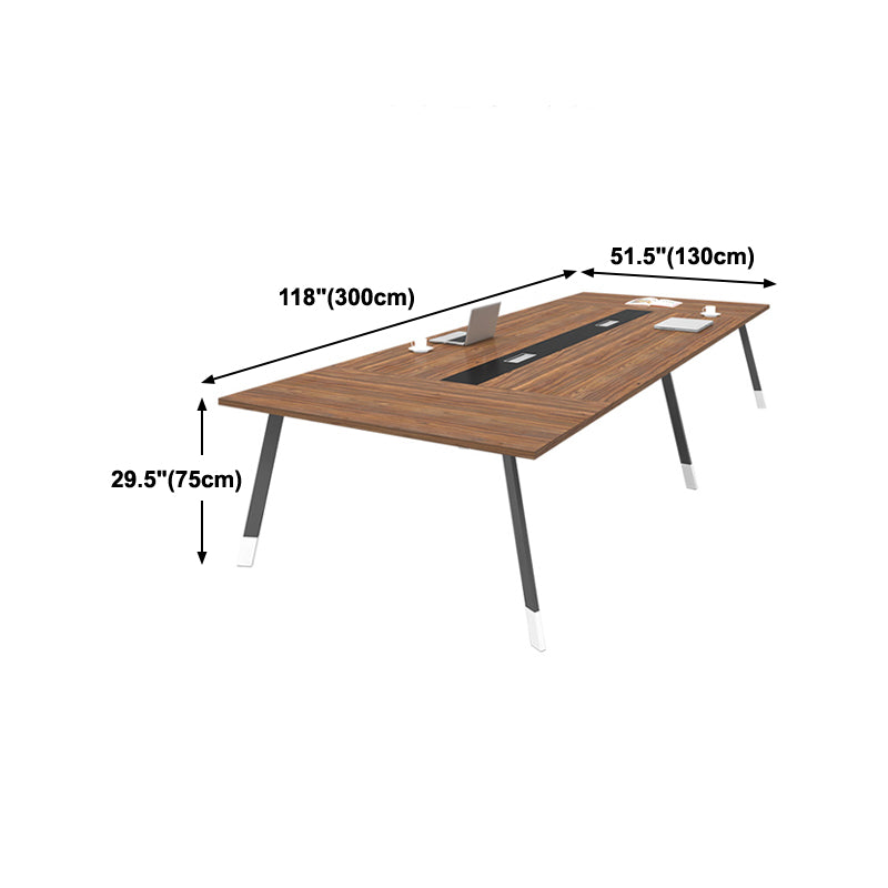 Modern Manufactured Wood Desk Rectangular Office Desk with Metal Legs