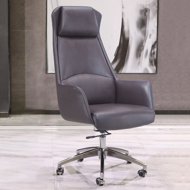 Armless Faux Leather Office Chair Modern Height-adjustable Executive Chair