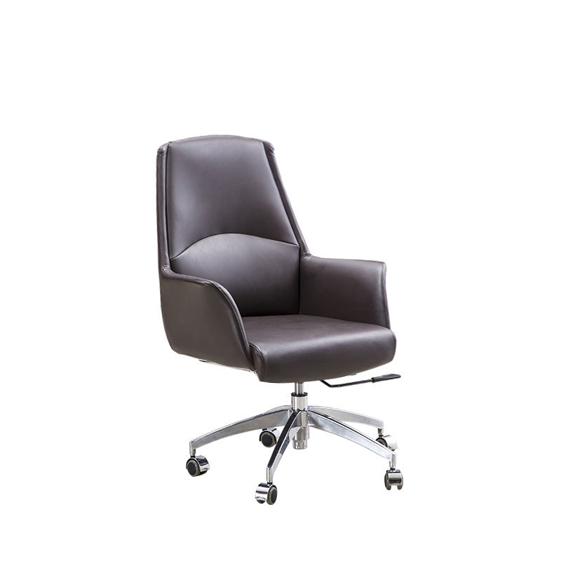 Armless Faux Leather Office Chair Modern Height-adjustable Executive Chair