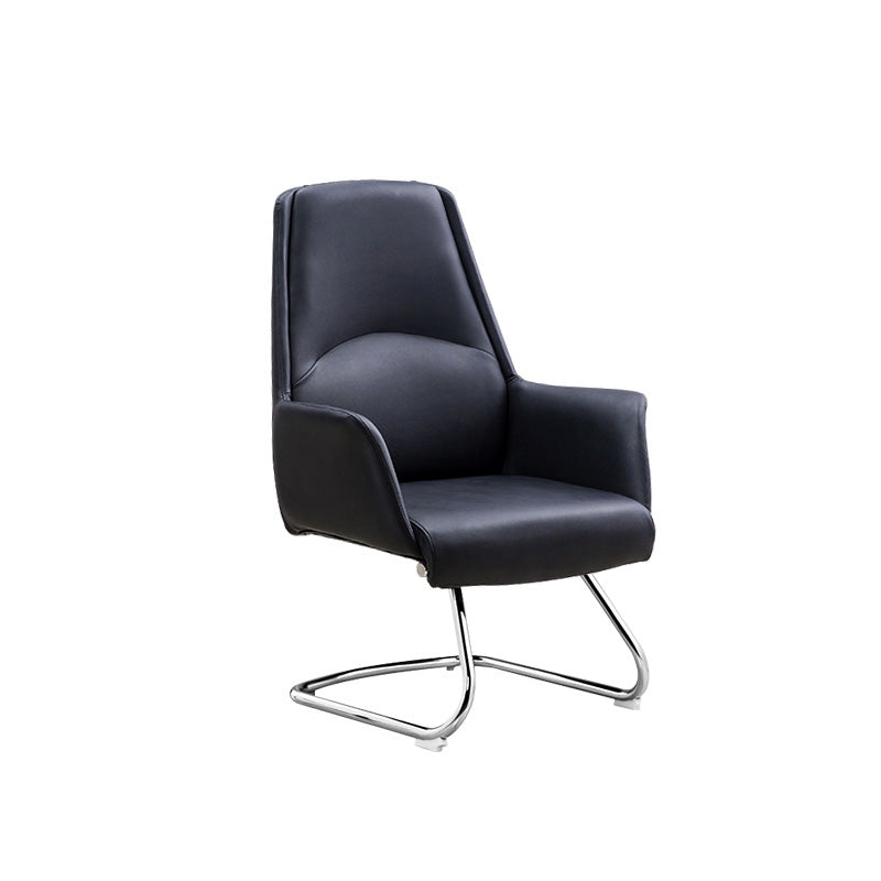 Armless Faux Leather Office Chair Modern Height-adjustable Executive Chair