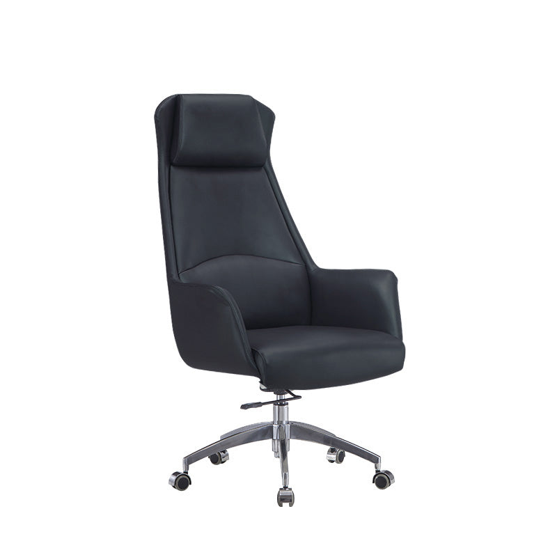 Armless Faux Leather Office Chair Modern Height-adjustable Executive Chair