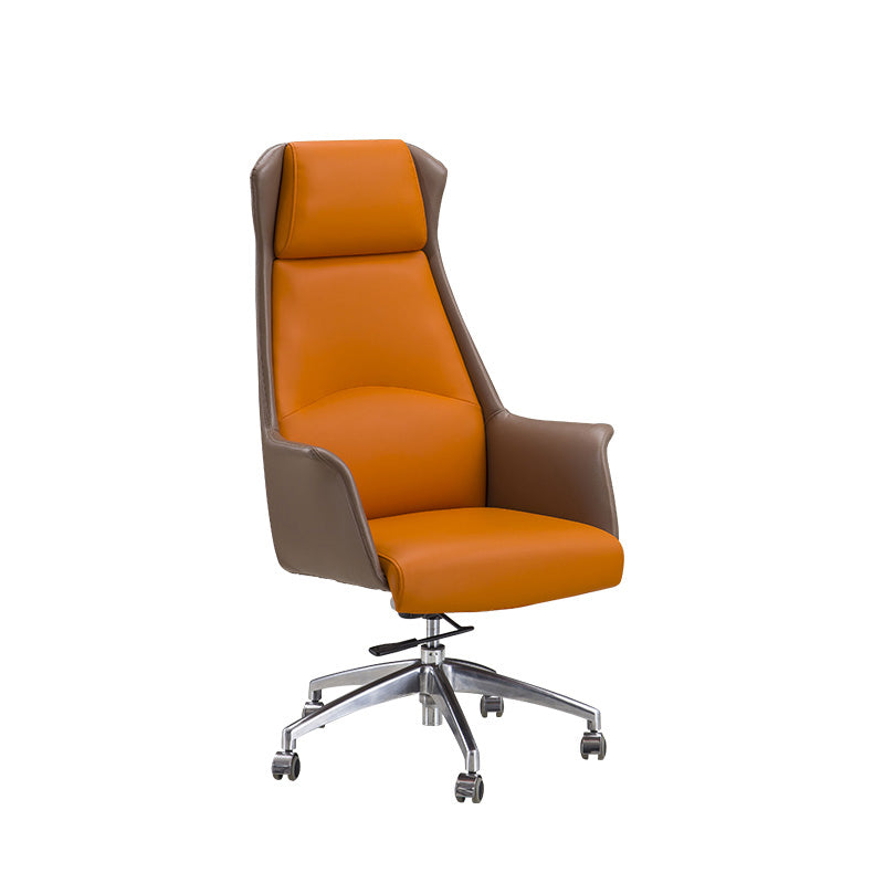 Armless Faux Leather Office Chair Modern Height-adjustable Executive Chair