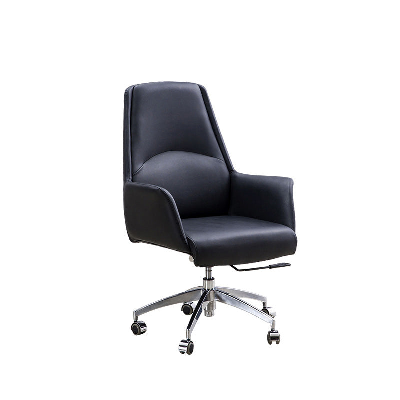 Armless Faux Leather Office Chair Modern Height-adjustable Executive Chair