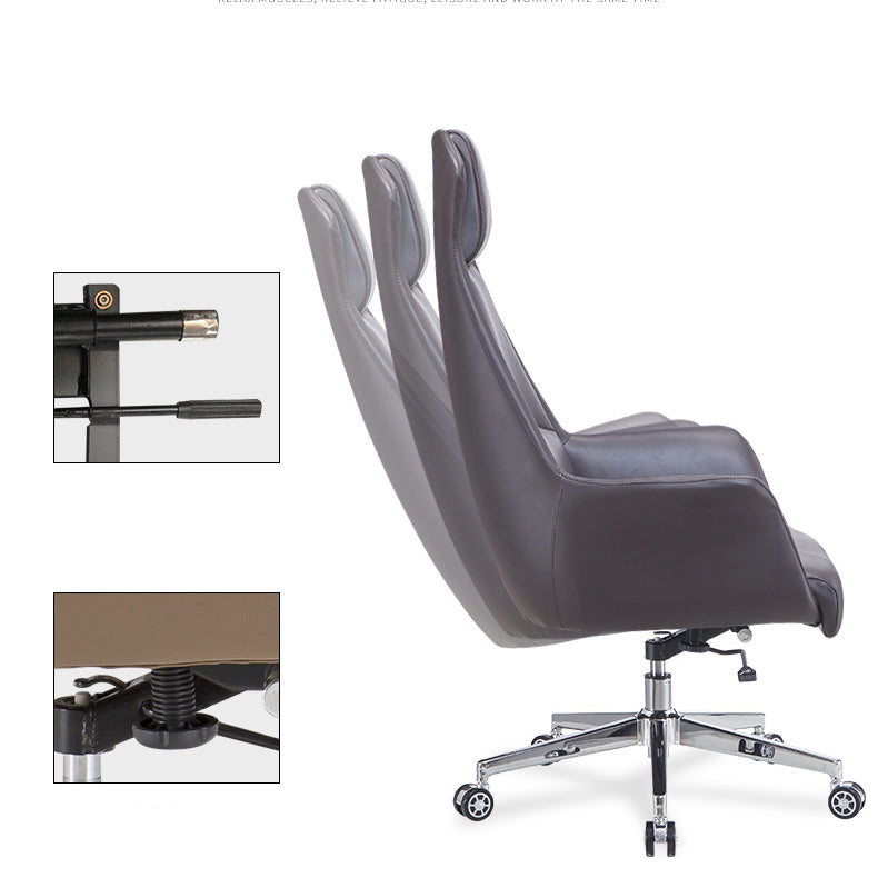 Armless Faux Leather Office Chair Modern Height-adjustable Executive Chair