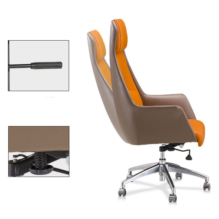 Armless Faux Leather Office Chair Modern Height-adjustable Executive Chair