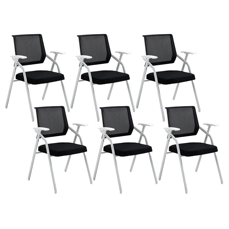 Modern Office Chair with Arms Mid Back Conference Chair with White Frame