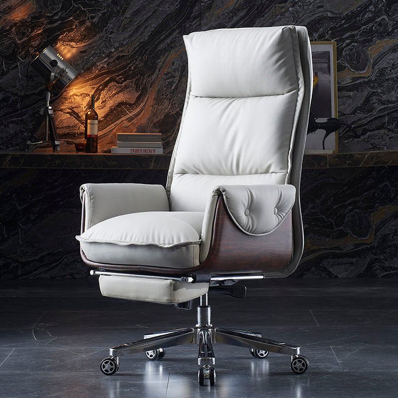 Faux Leather Executive Chair High Back Padded Arms Chair with Wheels