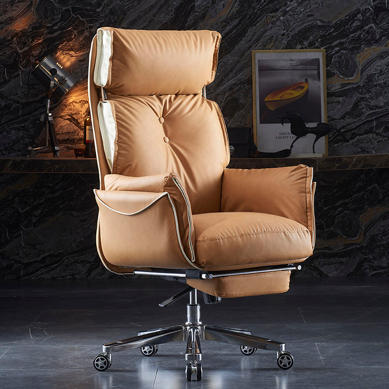 Faux Leather Executive Chair Modern High Back Padded Arms Office Chair