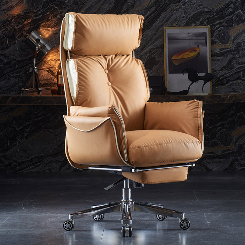 Faux Leather Executive Chair Modern High Back Padded Arms Office Chair