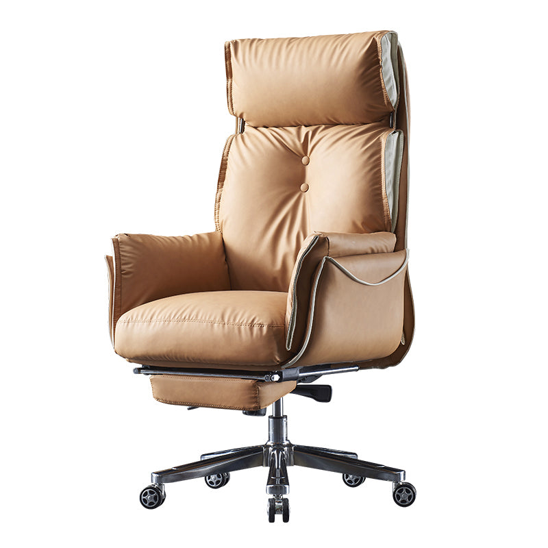 Faux Leather Executive Chair Modern High Back Padded Arms Office Chair