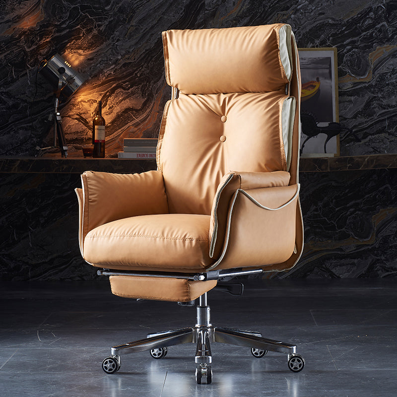 Faux Leather Executive Chair Modern High Back Padded Arms Office Chair