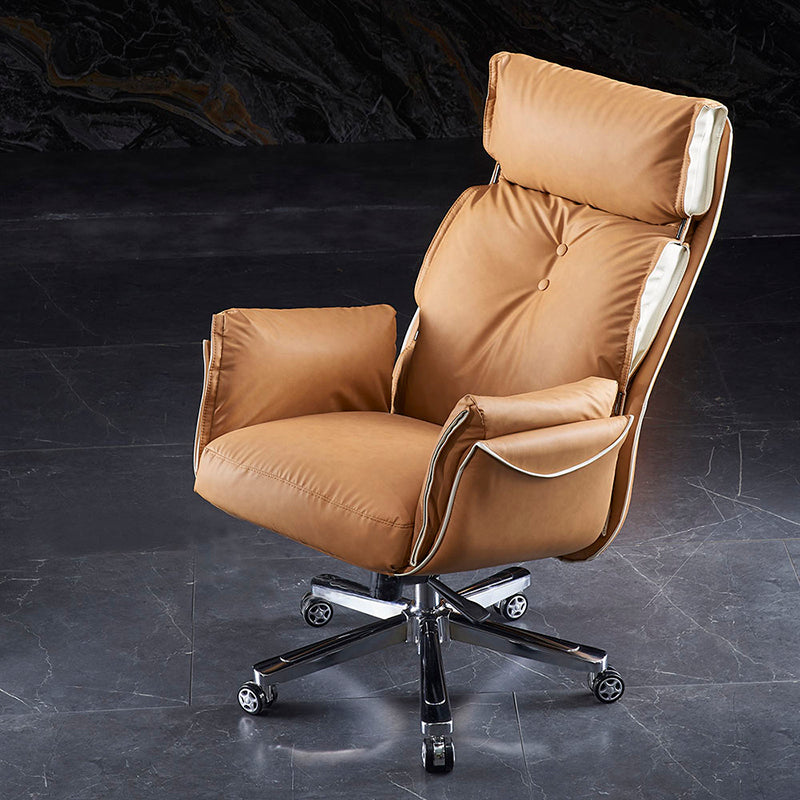 Faux Leather Executive Chair Modern High Back Padded Arms Office Chair