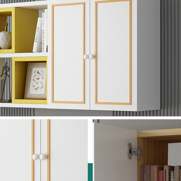 Contemporary Wood Bookcase Wall Mounted Closed Back Bookshelf for Home Office