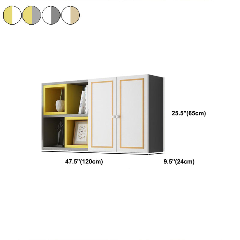 Contemporary Wood Bookcase Wall Mounted Closed Back Bookshelf for Home Office