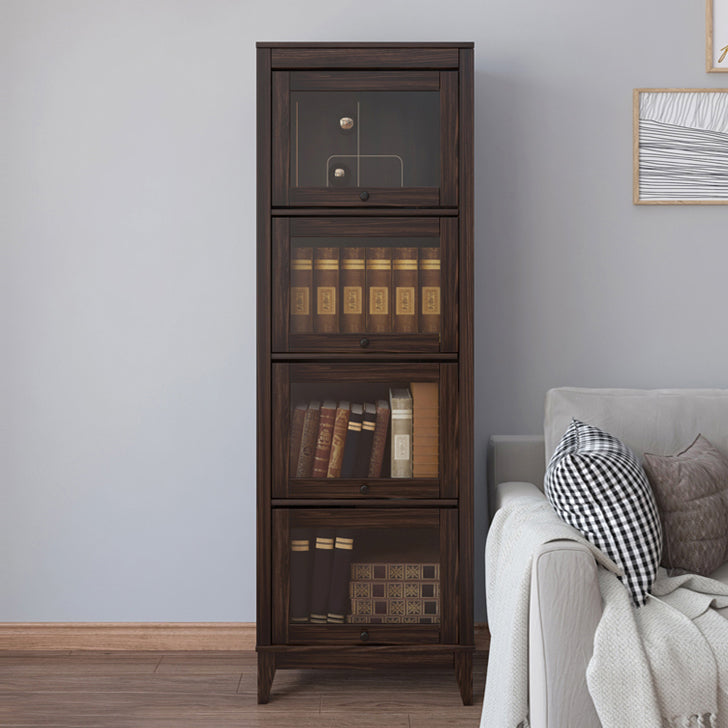 Modern Vertical Standard Bookshelf Manufactured Wood Bookcase with Glass Doors