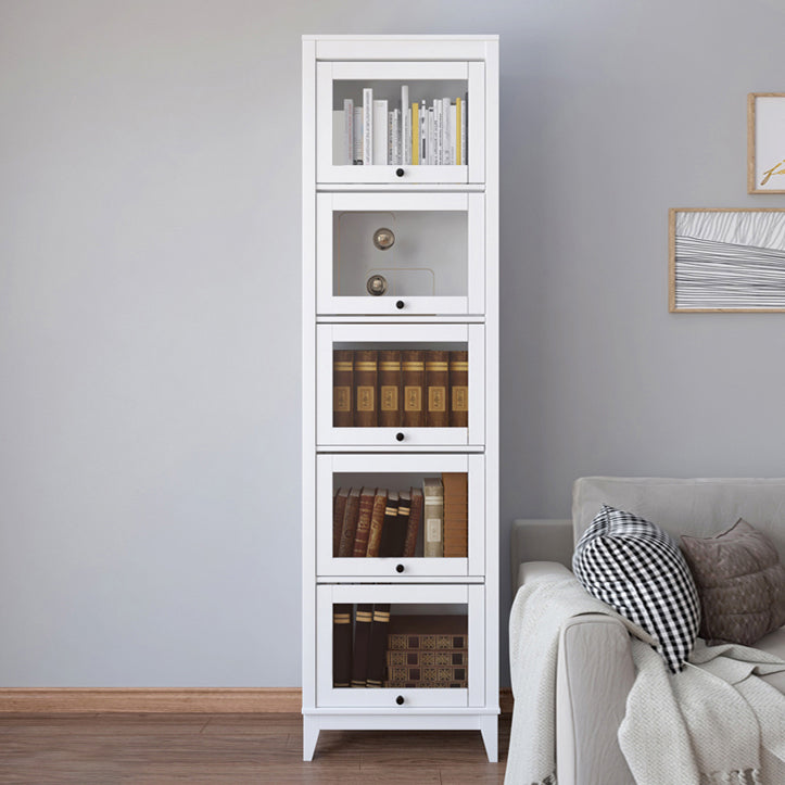 Modern Vertical Standard Bookshelf Manufactured Wood Bookcase with Glass Doors