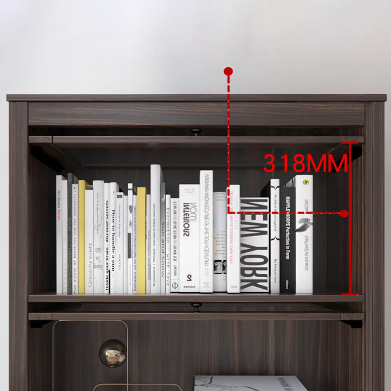 Modern Vertical Standard Bookshelf Manufactured Wood Bookcase with Glass Doors