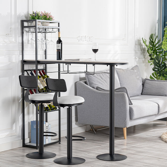 Glam Iron 41.3"H Bar Table White Specialty Top Indoor Bistro Table with Wine Rack