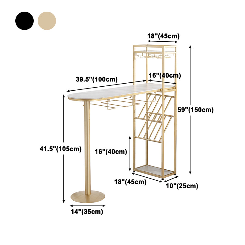 Glam Iron 41.3"H Bar Table White Specialty Top Indoor Bistro Table with Wine Rack