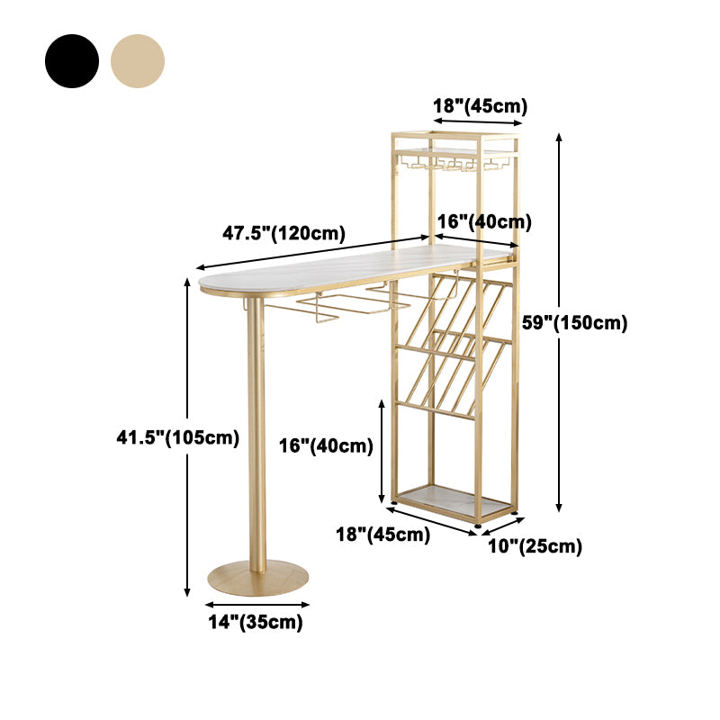 Glam Iron 41.3"H Bar Table White Specialty Top Indoor Bistro Table with Wine Rack