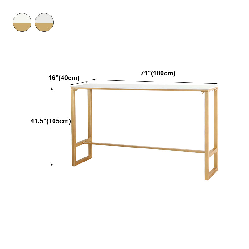 Glam White Table with Rectangle Table Top Gold Trestle Table - 41.3" H