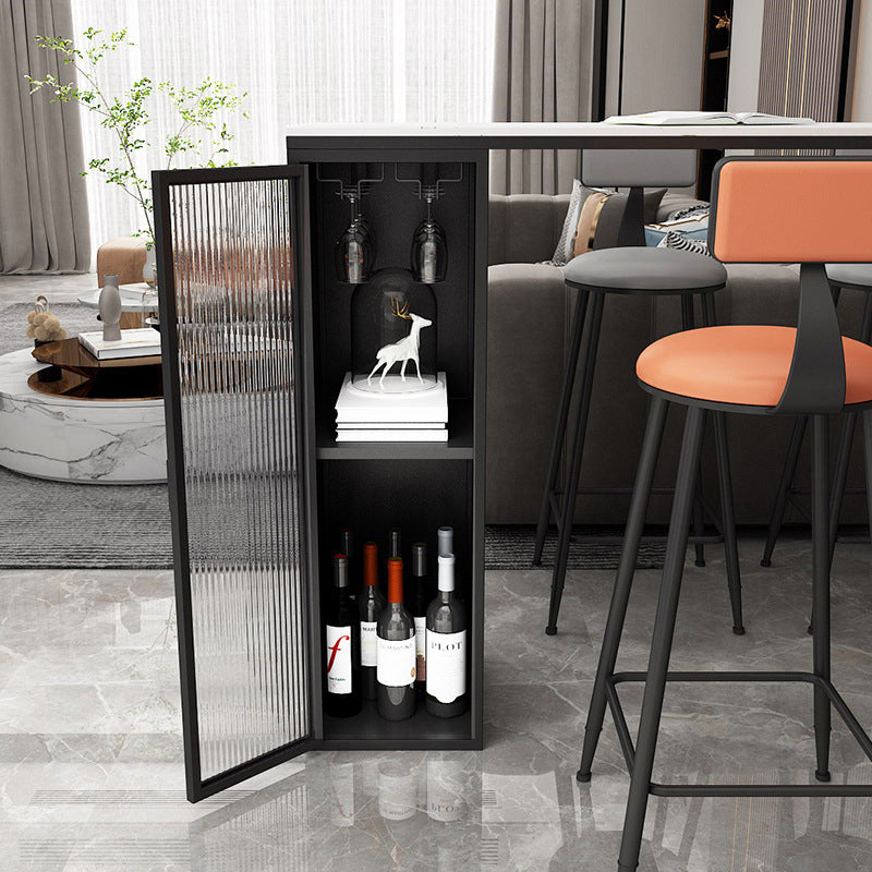 Modern Bar Table Stone Top Pub Table with Shelf for Living Room, Only Table