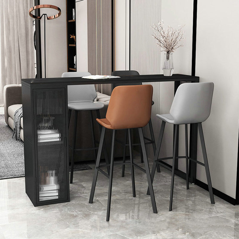 Modern Bar Table Stone Top Pub Table with Shelf for Living Room, Only Table