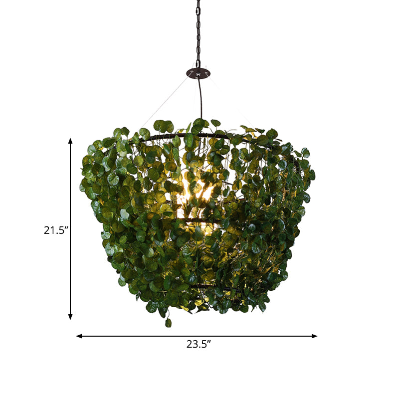 23.5"/31.5" W 1 Bulb Metal Pendant Light Fixture Industrial Black Basket Restaurant LED Plant Hanging Lamp Kit