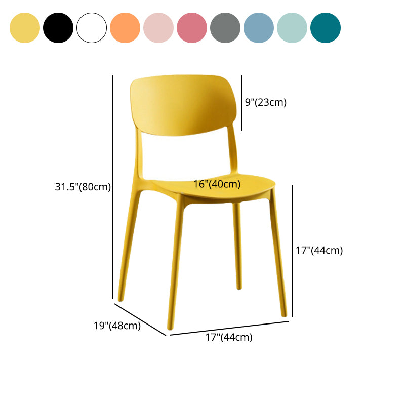 Contemporary Open Back Chair Plastic Stackable Dining Side Chair for Indoor