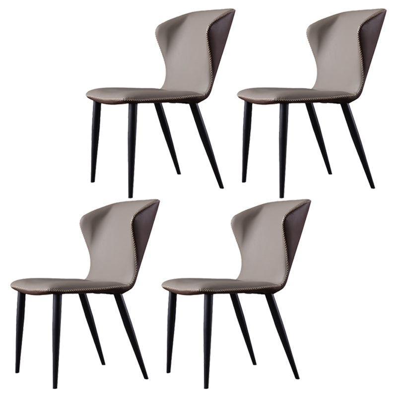 Matte Finish Wingback Dining Chair with Metal Frame Contemporary Side Chair for Kitchen