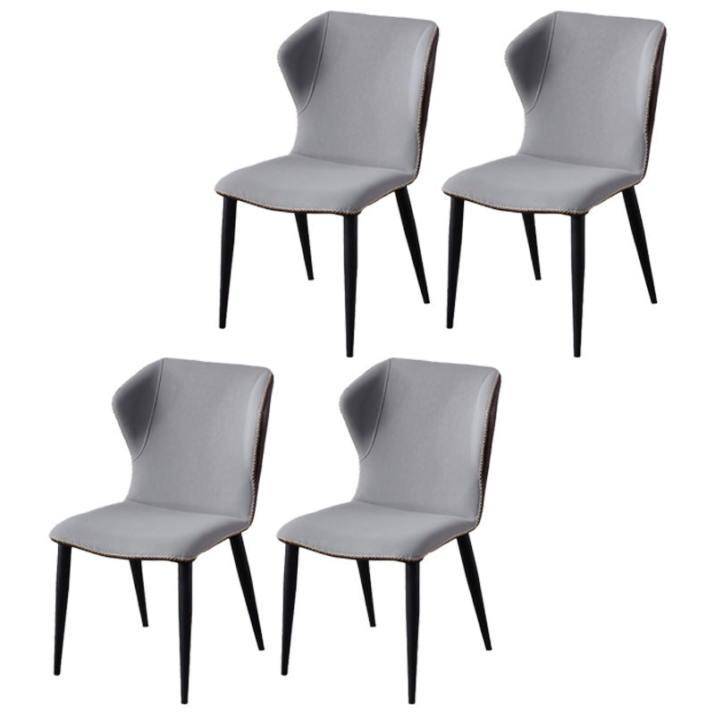 Matte Finish Wingback Dining Chair with Metal Frame Contemporary Side Chair for Kitchen