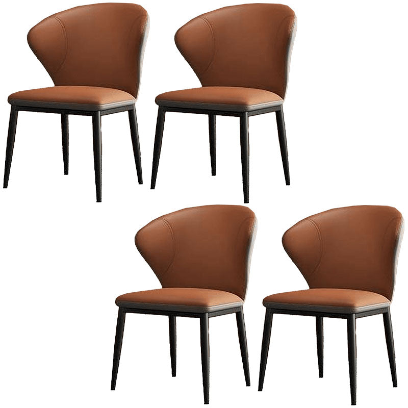 Modern Design Armless Wingback Parsons Chairs Faux Leather Side Chair