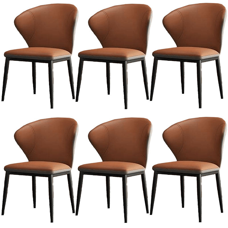 Modern Design Armless Wingback Parsons Chairs Faux Leather Side Chair