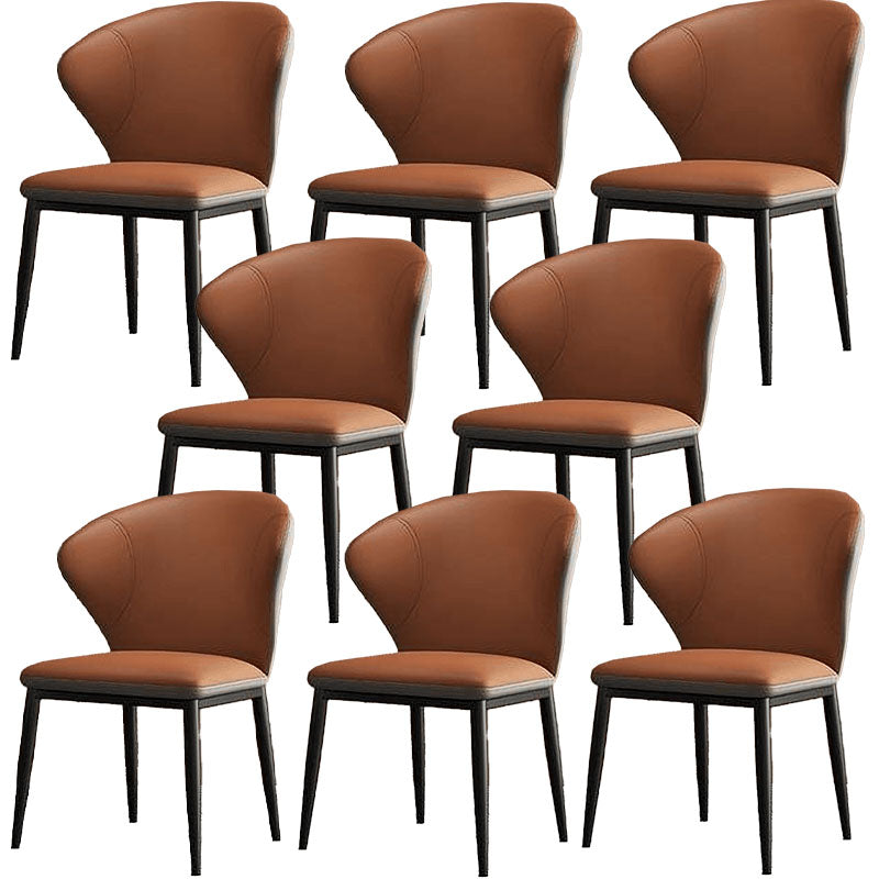 Modern Design Armless Wingback Parsons Chairs Faux Leather Side Chair