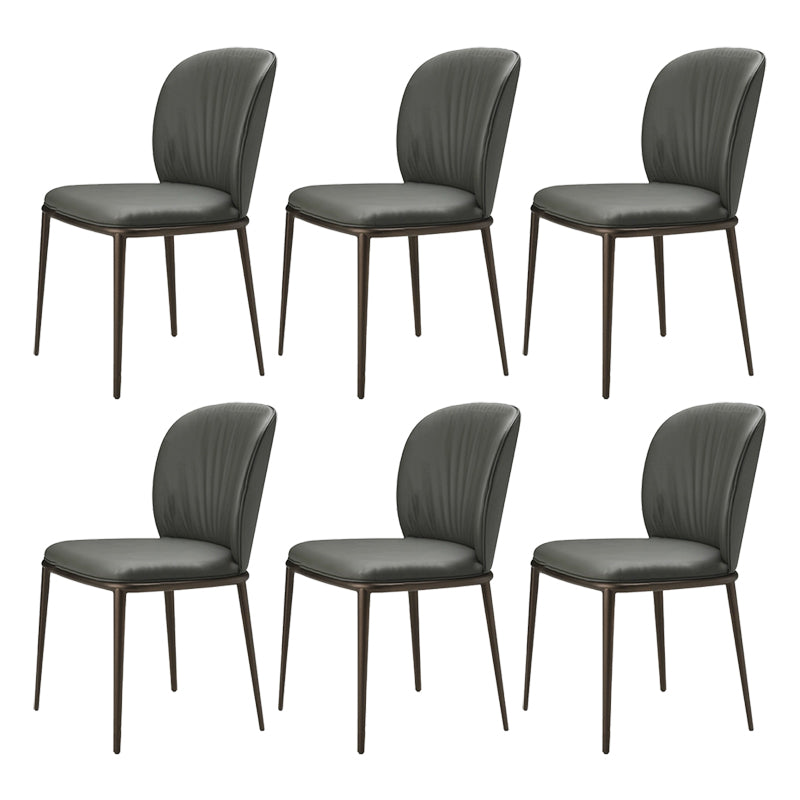 Modern Style Metal Dining Chair Faux Leather Armless Dining Chair for Home Use