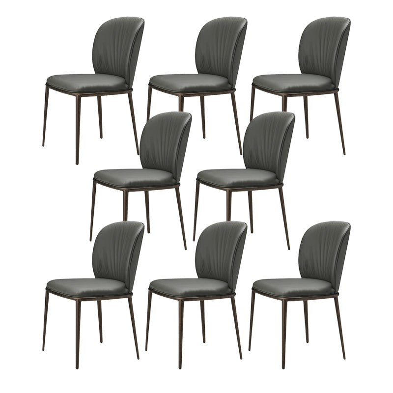 Modern Style Metal Dining Chair Faux Leather Armless Dining Chair for Home Use