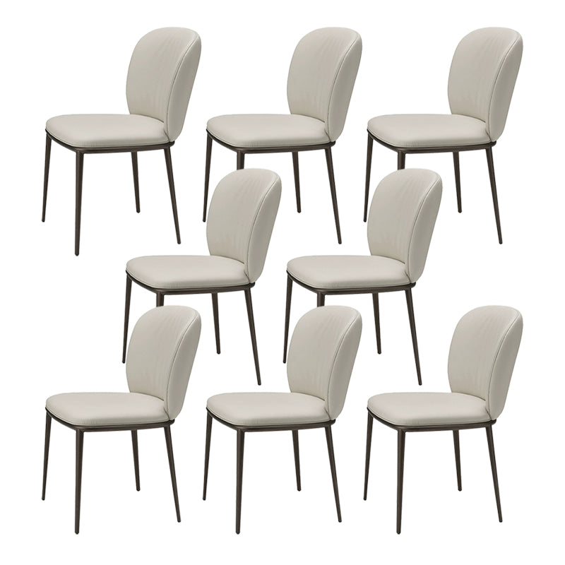 Modern Style Metal Dining Chair Faux Leather Armless Dining Chair for Home Use